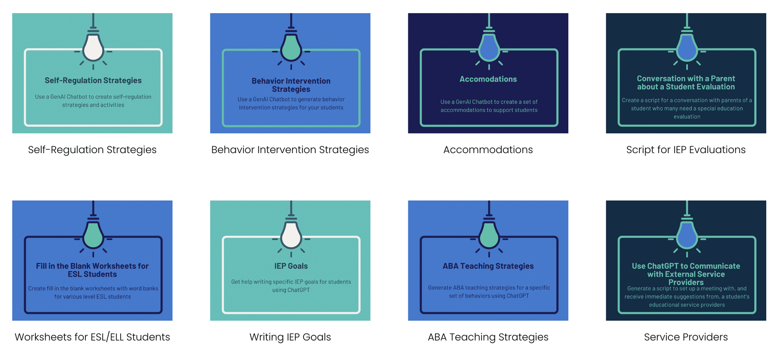 Images of different AI scripts from AI for education